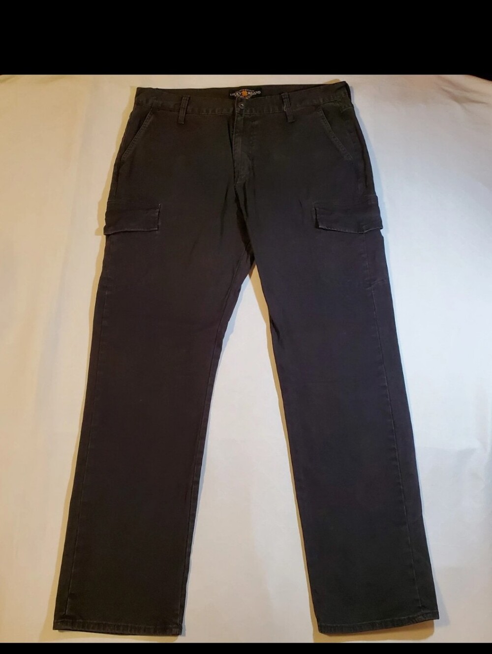 Lucky Brand Athletic Cargo Pants Mens 34x32 (36X31) Black Stretch Twill Utility